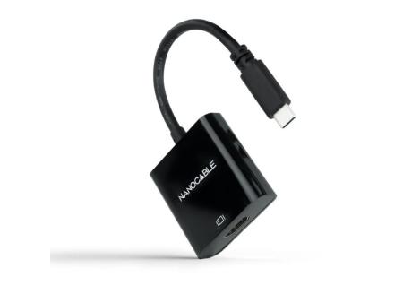 Conversor Nanocable 10.16.4102-BK/ USB Tipo-C Macho - HDMI Hembra/ 15cm/ Negro