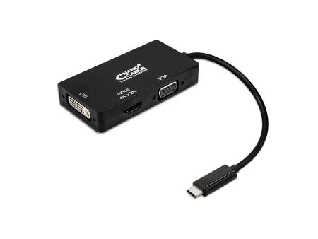 Conversor Nanocable 10.16.4301-BK/ USB Tipo-C Macho - VGA Hembra/ DVI Hembra/ HDMI Hembra/ 10cm/ Negro