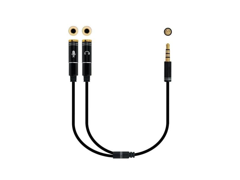 Adaptador Audio Nanocable 10.24.1202/ Jack 3.5 Macho - 2x Jack 3.5 Hembra/ 30cm/ Negro