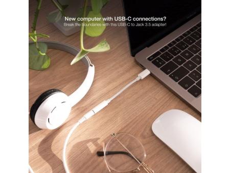 Conversor USB Tipo-C Nanocable 10.24.1205-W/ USB Tipo-C Macho - Jack 3.5 Hembra