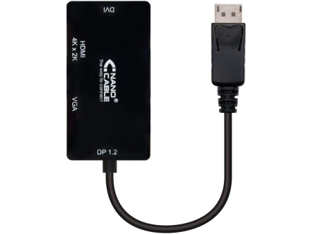 Cable Conversor Nanocable 10.16.3301-BK/ Displayport Macho - VGA Hembra/ DVI Hembra/ HDMI Hembra