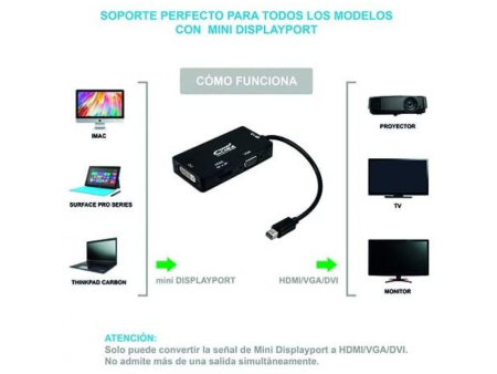 Cable Conversor Nanocable 10.16.3302-BK/ Mini Displayport Macho - VGA Hembra/ HDMI Hembra/ DVI Hembra