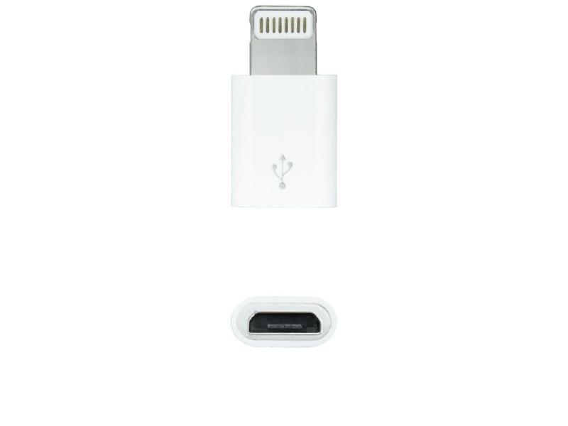 Adaptador Micro USB 2.0 Lightning Nanocable 10.10.4100/ Micro USB Hembra - Lightning Macho/ Blanco