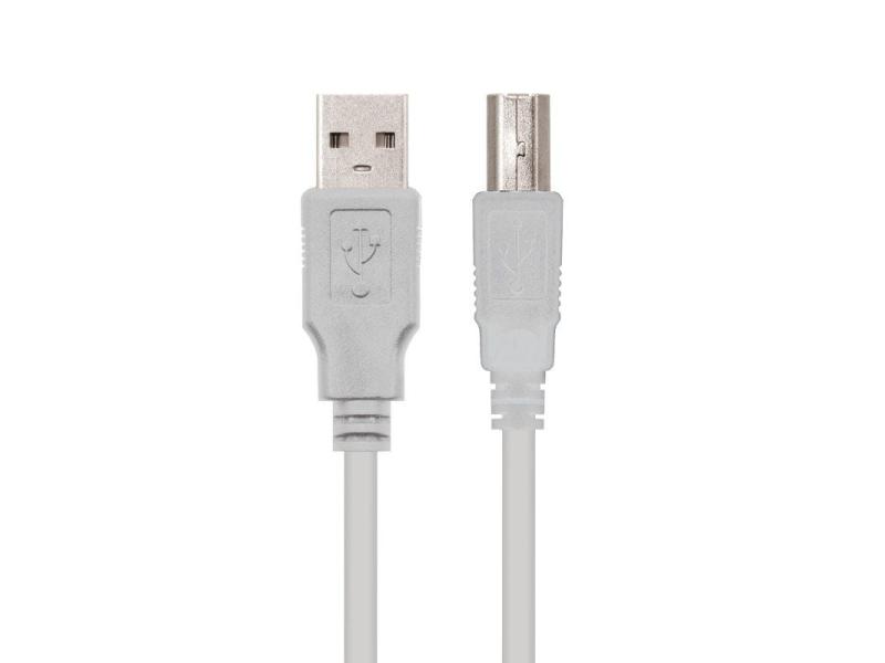 Cable USB 2.0 Impresora Nanocable 10.01.0102/ USB Tipo-B Macho - USB Macho/ 1m/ Beige