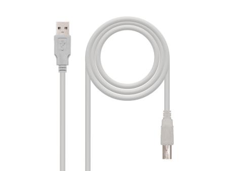 Cable USB 2.0 Impresora Nanocable 10.01.0102/ USB Tipo-B Macho - USB Macho/ 1m/ Beige