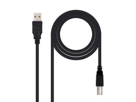 Cable USB 2.0 Impresora Nanocable 10.01.0102/ USB Tipo-B Macho - USB Macho/ 1m/ Negro