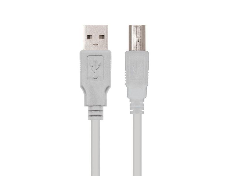 Cable USB 2.0 Impresora Nanocable 10.01.0104/ USB Tipo-B Macho - USB Macho/ 3m/ Beige