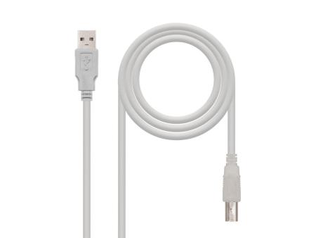 Cable USB 2.0 Impresora Nanocable 10.01.0104/ USB Tipo-B Macho - USB Macho/ 3m/ Beige