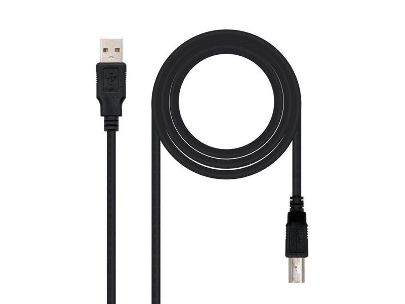 Cable USB 2.0 Impresora Nanocable 10.01.0104-BK/ USB Tipo-B Macho - USB Macho/ 3m/ Negro