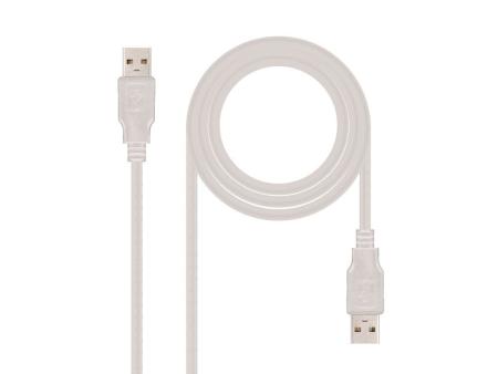 Cable USB 2.0 Nanocable 10.01.0302/ USB Macho - USB Macho/ 1m/ Beige