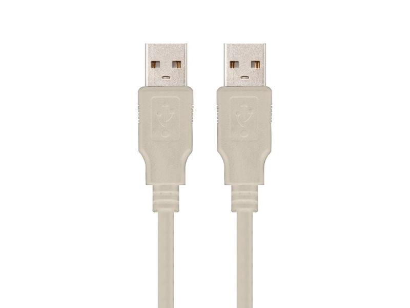 Cable USB 2.0 Nanocable 10.01.0303/ USB Macho - USB Macho/ 2m/ Beige