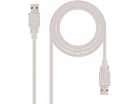 Cable USB 2.0 Nanocable 10.01.0303/ USB Macho - USB Macho/ 2m/ Beige