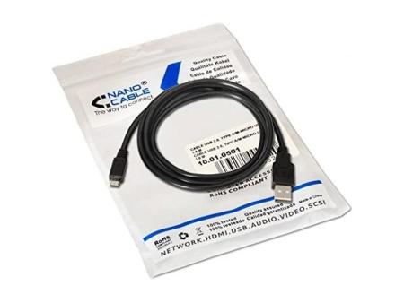 Cable USB 2.0 Nanocable 10.01.0501/ USB Macho - MicroUSB Macho/ 1.8m/ Negro