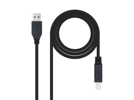 Cable USB 3.0 Impresora Nanocable 10.01.0802-BK/ USB Tipo-B Macho - USB Macho/ 2m/ Negro