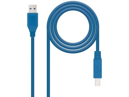 Cable USB 3.0 Impresora Nanocable 10.01.0802-BL/ USB Tipo-B Macho - USB Macho/ 2m/ Azul