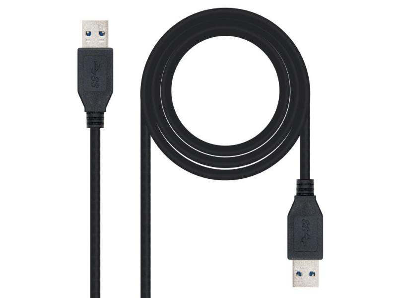 Cable USB 3.0 Nanocable 10.01.1001-BK/ USB Macho - USB Macho/ 1m/ Negro