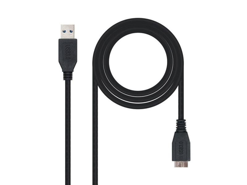 Cable USB 3.0 Nanocable 10.01.1101-BK/ USB Macho - MicroUSB Macho/ 1m/ Negro