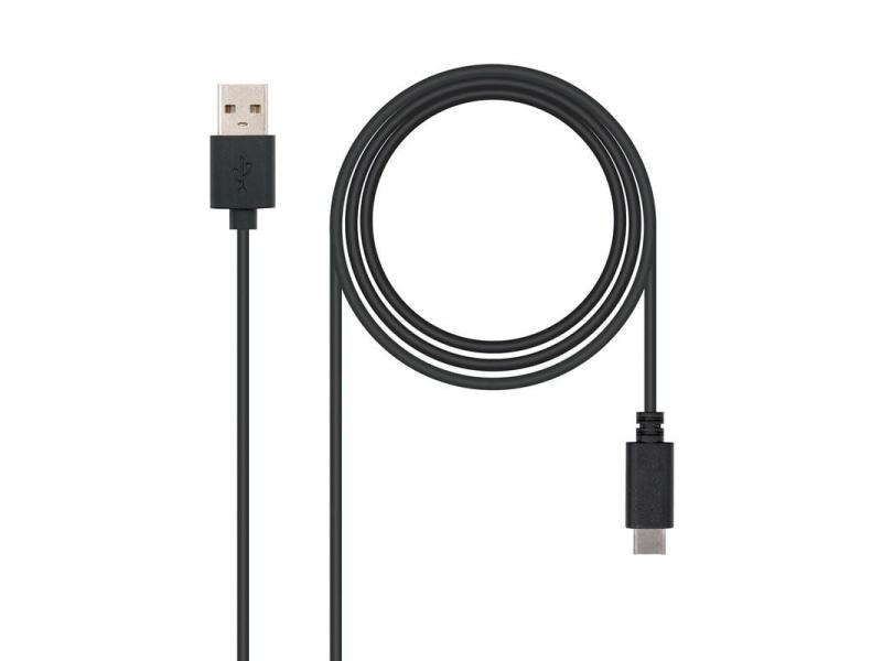 Cable USB 2.0 Nanocable 10.01.2101/ USB Tipo-C Macho - USB Macho/ 1m/ Negro