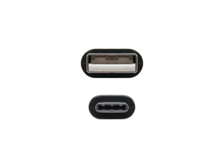 Cable USB 2.0 Nanocable 10.01.2101/ USB Tipo-C Macho - USB Macho/ 1m/ Negro