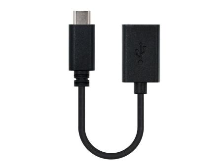 Cable USB 2.0 Nanocable 10.01.2400/ USB Tipo-C Macho - USB Hembra/ 15cm/ Negro