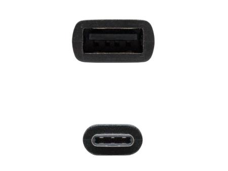 Cable USB 2.0 Nanocable 10.01.2400/ USB Tipo-C Macho - USB Hembra/ 15cm/ Negro