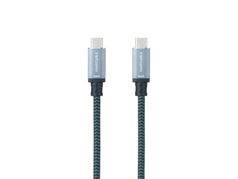 Cable USB 3.1 Nanocable 10.01.4101-COMB/ USB Tipo-C Macho - USB Tipo-C Macho/ Hasta 100W/ 20Gbps/ 1m/ Gris y Negro