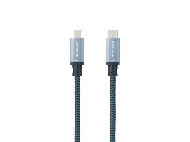 Cable USB 3.1 Nanocable 10.01.4101-L150-COMB/ USB Tipo-C Macho - USB Tipo-C Macho/ Hasta 100W/ 20Gbps/ 1.5m/ Gris y Negro