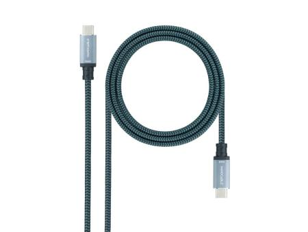 Cable USB 3.1 Nanocable 10.01.4102-COMB/ USB Tipo-C Macho - USB Tipo-C Macho/ Hasta 100W/ 20Gbps/ 2m/ Gris y Negro