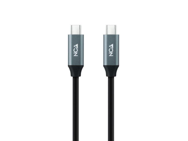 Cable USB 3.2 Nanocable 10.01.4302/ USB Tipo-C Macho - USB Tipo-C Macho/ 2m/ Gris y Negro