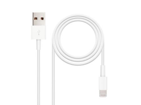 Cable USB 2.0 Lightning Nanocable 10.110.0401/ USB Macho - Lightning Macho/ 1m/ Blanco