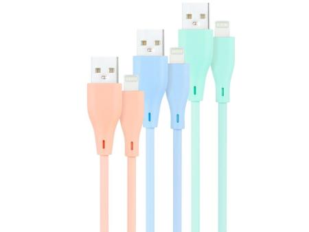 Cables USB 2.0 Lightning Nanocable 10.10.0401-A1/ USB Macho - Lightning Macho/ 1m/ 3 Unidades/ Rosa, Azul y Verde