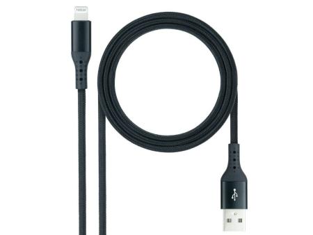 Cable USB 2.0 Lightning Nanocable 10.10.0401-COBK/ USB Macho - Lightning Macho/ 1m/ Negro