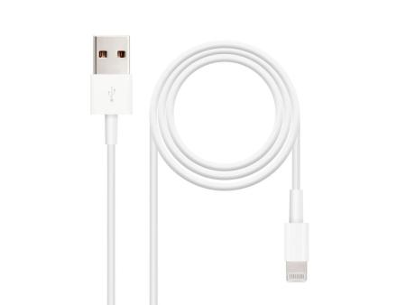 Cable USB 2.0 Lightning Nanocable 10.10.0402/ USB Macho - Lightning Macho/ 2m/ Blanco