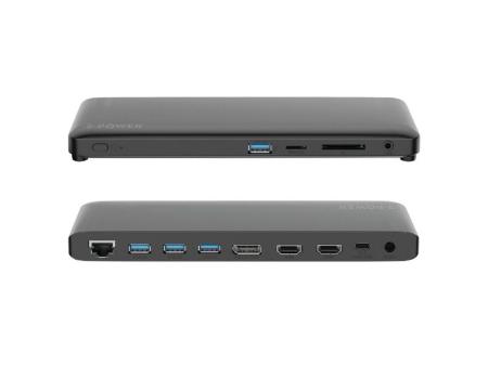 Docking USB Tipo-C 2-Power DOC0117A/ 4xUSB/ 1xUSB Tipo-C PD/ 2xHDMI/ 1xDisplayPort/ 1xJack/ 1xRJ45/ 1xLector Tarjetas SD/ Gris