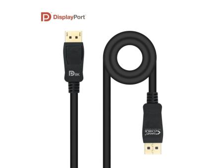 Cable DisplayPort 1.4 8K Nanocable 10.15.2502/ DisplayPort Macho - DisplayPort Macho/ 2m/ Certificado/ Negro