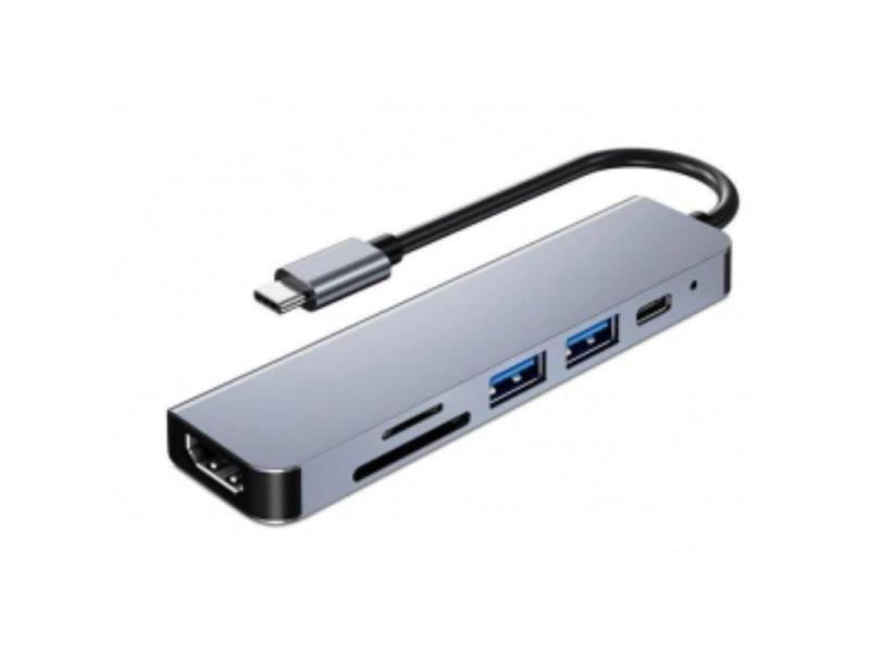 Docking USB Tipo-C 3GO HUB3UCRH4K/ 3xUSB/ 1xUSB Tipo-C/ 1xHDMI/ 1xLector tarjetas/ Gris