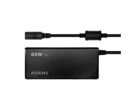 Cargador de Portátil Aisens ASLC-65WAUTO-BK/ 65W/ Automático/ 9 Conectores/ Voltaje 18.5-20V/ 1 USB QC3.0