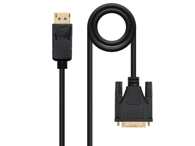 Cable Conversor Nanocable 10.15.4502/ Displayport Macho - DVI Macho/ 2m/ Negro