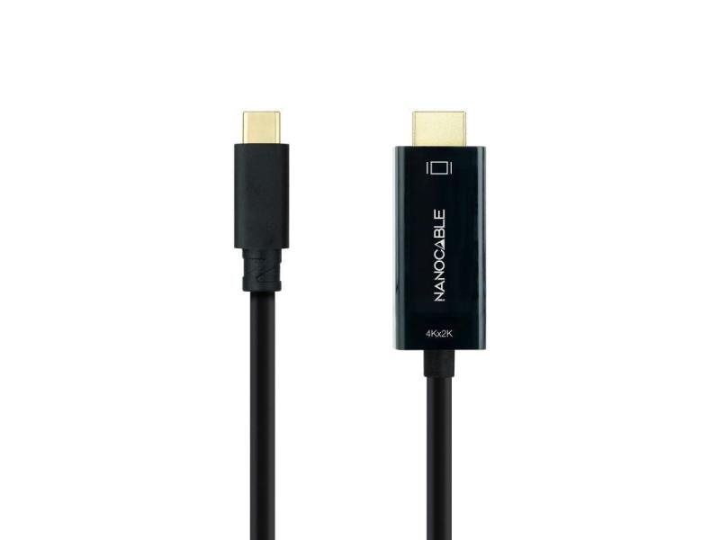 Cable Conversor Nanocable 10.15.5132/ USB Tipo-C Macho - HDMI Macho/ 1.8m/ Negro