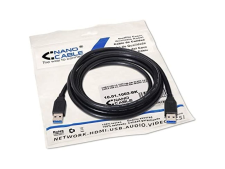 Cable USB 3.0 Nanocable 10.01.1002-BK/ USB Macho - USB Macho/ 2m/ Negro