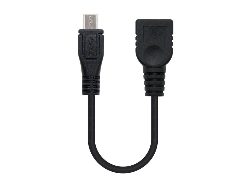 Cable USB 2.0 Nanocable 10.01.3500/ MicroUSB Macho - USB Hembra/ 15cm/ Negro