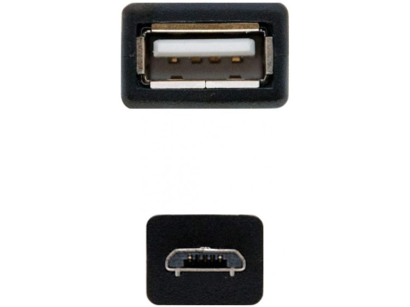 Cable USB 2.0 Nanocable 10.01.3500/ MicroUSB Macho - USB Hembra/ 15cm/ Negro