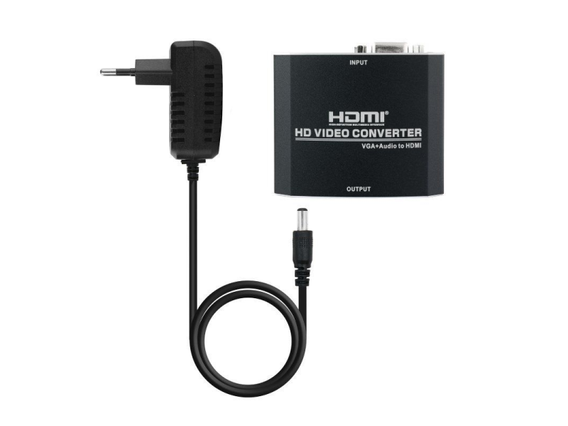 Conversor Nanocable 10.16.2101-BK/ HDMI Hembra - VGA Hembra/ Jack 3.5 Hembra/ 15cm/ Negro