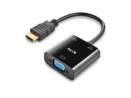 Cable Conversor NGS Chamaleon/ HDMI Macho - VGA Hembra/ 15cm/ Incluye Cable de Audio y Alimentación USB