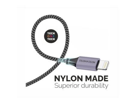 Cable USB 2.0 Tech One Tech TEC2022/ USB Macho - Lightning Macho/ 2m/ Gris