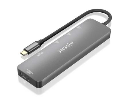 Docking USB Tipo-C Aisens ASUC-6P016-GR/ 1xHDMI/ 2xUSB/ 1xLector Tarjetas/ 1xUSB Tipo-C PD/ Gris