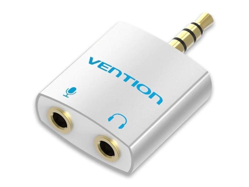 Adaptador Audio Vention BDBW0/ Jack 3.5 Macho - 2x Jack 3.5 Hembra/ Blanco