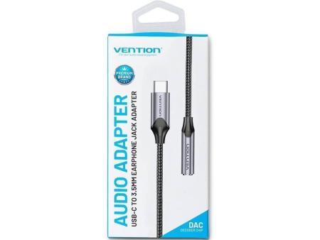 Adaptador Audio Vention BGMHA/ Jack 3.5 Hembra - USB Tipo-C Macho/ 10cm/ Gris