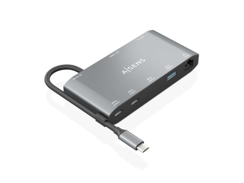 Docking USB Tipo-C Aisens ASUC-8P010-GR/ 1xHDMI/ 1xVGA/ 2xUSB/ 1xRJ45/ 2xUSB Tipo-C/ 1xUSB Tipo-C PD/ Gris