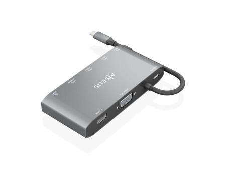 Docking USB Tipo-C Aisens ASUC-8P010-GR/ 1xHDMI/ 1xVGA/ 2xUSB/ 1xRJ45/ 2xUSB Tipo-C/ 1xUSB Tipo-C PD/ Gris